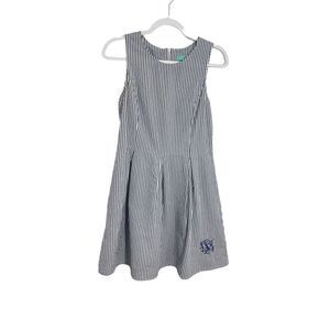 WB Seer sucker blue and white Stripped sleeveless 100% cotton dress size medium